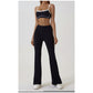 Black Flared Leggings & Sports Bra Set - Breathable & Stretchy Activewear for Yoga, Running & Gym Workouts Size S