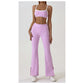 Pink Flared Leggings & Sports Bra Set - Breathable & Stretchy Activewear for Yoga, Running & Gym Workouts Size XL