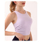 Black Summer Elastic Running Sports Vest with Padded Bra, Sleeveless Yoga Tank Top- M Size