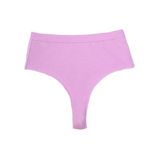 3 pcs(MINT green+Black+Violet) High-Waisted Solid Color Cotton Comfort Plus Size Tummy Control Thong Panties for Women – Size M