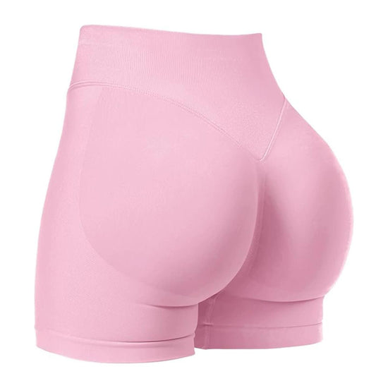 Pink High-Waisted Yoga Shorts for Women, Butt-Lifting Fitness Running Shorts, Sports Leggings for Workout, Size XL