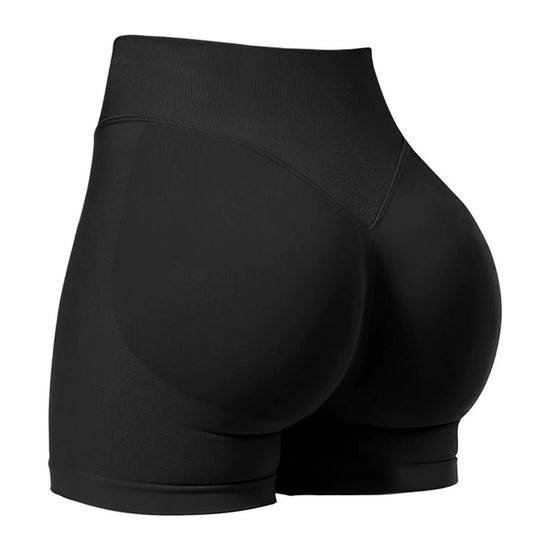 Black High-Waisted Yoga Shorts for Women, Butt-Lifting Fitness Running Shorts, Sports Leggings for Workout, Size XL