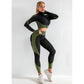 Army Green High Waist Yoga Set for Women - Sports Bra, Long Sleeve Shirt & Leggings 3-Piece Workout Set Size M