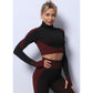 Red High Waist Yoga Set for Women - Sports Bra, Long Sleeve Shirt & Leggings 3-Piece Workout Set Size XXXL