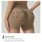 Pink High-Waisted Yoga Shorts with Pockets for Women - Butt-Lifting, Breathable, and Comfortable Activewear S