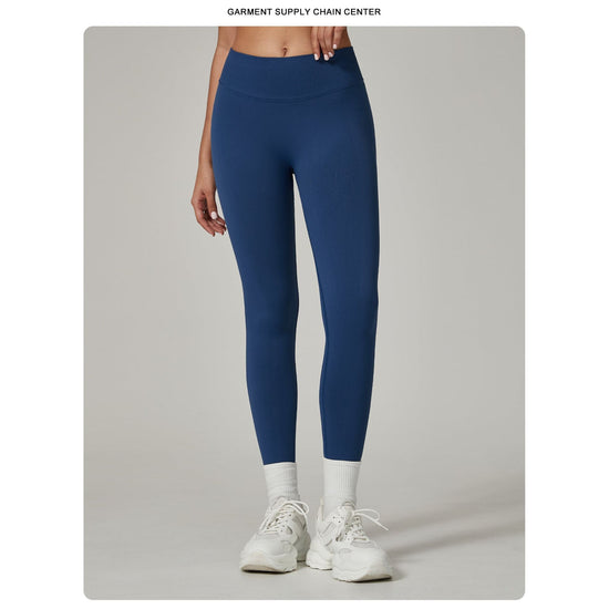 Dark Blue High-Waisted Butt Lift Yoga Pants for Women - Peach Hip Design, Full-Length Leggings, Workout and Fitness Activewear size S