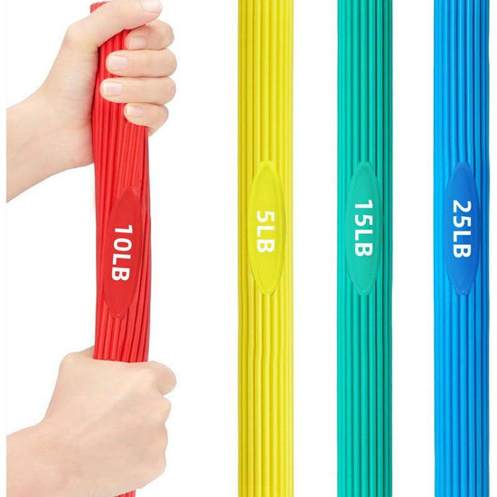 Multifunctional Resistance Bar Set | Yoga Fitness Toning Tool, Muscle Relaxation, Grip Strength Improvement | 4-Piece Set with Stretching and Recovery Features （5LB、10LB、15LB、25LB）
