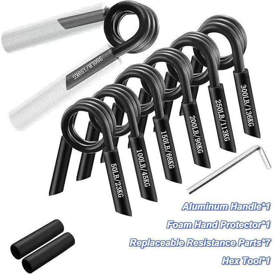 7-in-1 Aluminum Metal Grip Strength Trainer Set with Adjustable Resistance - Wrist, Finger, and Arm Exercise（50LB-350LB）