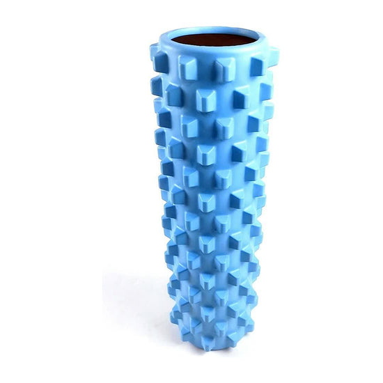 Blue Solid Yoga Foam Roller 45cm - Colorful Wolf Tooth Design Muscle Relaxation Massage Stick for Fitness and Sports