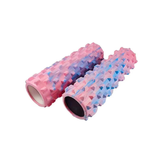 Black Solid Yoga Foam Roller 45cm -Colorful Wolf Tooth Design Muscle Relaxation Massage Stick for Fitness and Sports