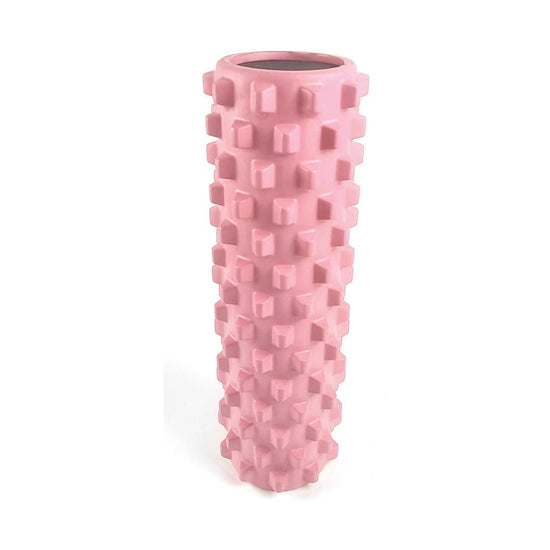 Pink Solid Yoga Foam Roller 45cm - Colorful Wolf Tooth Design Muscle Relaxation Massage Stick for Fitness and Sports