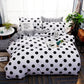 Black Polka Dot Premium Three-Piece Bedding Set - Comfortable Polyester with Adjustable Corner Straps (Quilt Cover 265*230CM + Pillowcase 51*76CM*2)