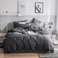 Black Stripes Three-Piece Bedding Set - Comfortable Polyester with Adjustable Corner Straps (Quilt Cover 173*230CM + Pillowcase 51*76CM*2)