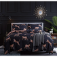 Black leopard print Three-Piece Bedding Set - Comfortable Polyester with Adjustable Corner Straps (Quilt Cover 265*230CM + Pillowcase 51*76CM*2)