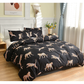 Black leopard print Three-Piece Bedding Set - Comfortable Polyester with Adjustable Corner Straps (Quilt Cover 265*230CM + Pillowcase 51*76CM*2)