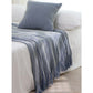 Blue Cozy Knit Throw Blanket with Fringe – Stylish Striped  Bed End Cover, 127x170cm