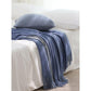 Blue Cozy Knit Throw Blanket with Fringe – Stylish Striped  Bed End Cover, 127x170cm