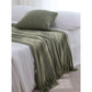 Green Cozy Knit Throw Blanket with Fringe - Stylish Striped  Bed End Cover, 127x170CM