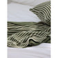 Green Cozy Knit Throw Blanket with Fringe - Stylish Striped  Bed End Cover, 127x220CM