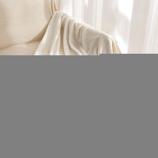 Off-white Premium Woven Knitted Throw Blanket with Tassels | Soft, Cozy Sofa & Bed Blanket, Perfect for Office or Afternoon Naps 127x172cm