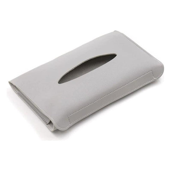 2 pcs Grey Car Sun Visor Tissue Holder - PU Leather Napkin Dispenser for Vehicle Interior