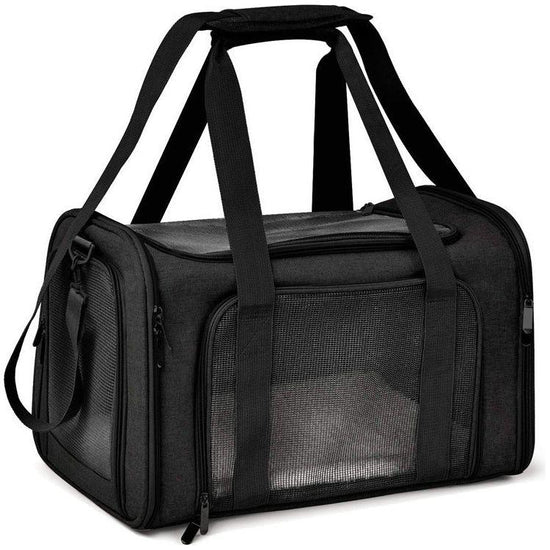 Black Portable Pet Travel Carrier Bag - Foldable, Durable, and Comfortable for Small Dogs & Cats 45cmx30cmx30cm