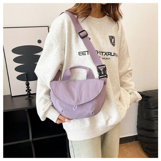 Purple Trendy Crescent Crossbody Bag - Unique Design Shoulder Bag