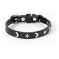 3 pcs Black Stylish PU Leather Pet Collar - Anti-Loss, Puppy Bell, Star & Moon Design Width 1.2cm Total Length 35cm