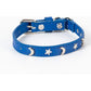 3 pcs Dark blue Stylish PU Leather Pet Collar - Anti-Loss, Puppy Bell, Star & Moon Design Width 1.2cm Total Length 35cm