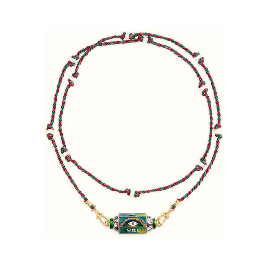 Mystical Tarot Charm Necklace - Boho Pendant(Green eye pattern)