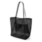 2 pcs Black Casual Mesh Bag - Shoulder Bag for Beach & Travel 35x17x37cm