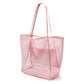 2 pcs Pink Casual Mesh Bag - Shoulder Bag for Beach & Travel 35x17x37cm
