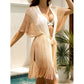 2 PCS Apricot Crochet Tassel Beach Cover-Up - Knit Sarong for Swimwear