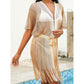 2 PCS Apricot Crochet Tassel Beach Cover-Up - Knit Sarong for Swimwear