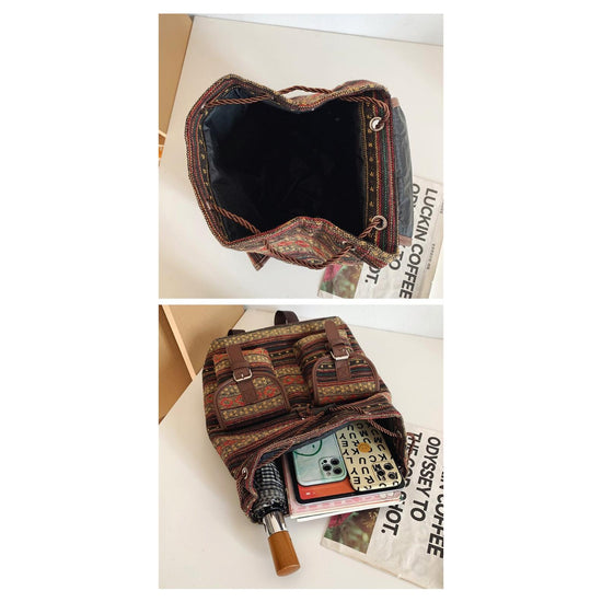 Ginger Stripes Boho Pattern Backpack - Stylish Casual Backpack for Everyday