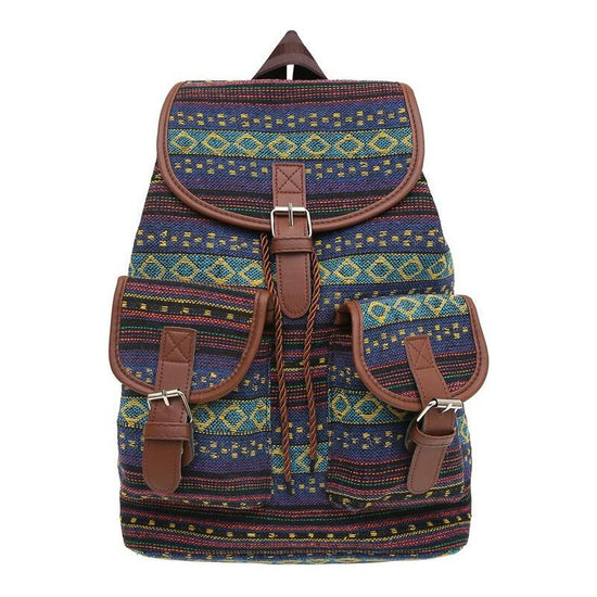 Green Stripes Boho Pattern Backpack - Stylish Casual Backpack for Everyday