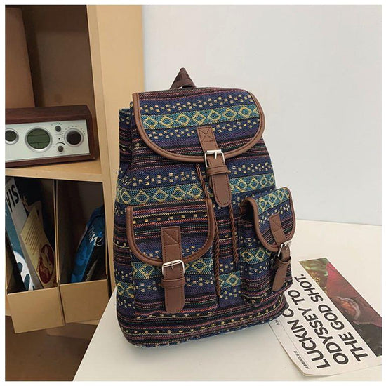 Green Stripes Boho Pattern Backpack - Stylish Casual Backpack for Everyday