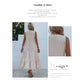 Apricot Flowy Sleeveless Midi Dress - Sleeveless solid sundress with decorative buttons