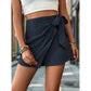 Navy blue Wrap Front Shorts Skirt - Women&