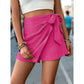 Rose red Wrap Front Shorts Skirt - Women&
