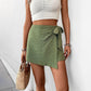 Green Wrap Front Shorts Skirt - Women&