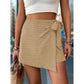 Khaki Wrap Front Shorts Skirt - Women&
