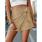 Khaki Wrap Front Shorts Skirt - Women&