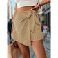 Khaki Wrap Front Shorts Skirt - Women&