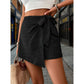 Black Wrap Front Shorts Skirt - Women&