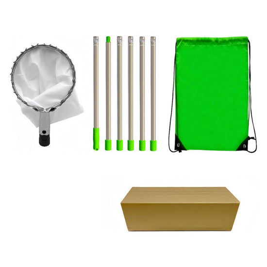 Telescoping Fruit Picker - Apple, Peach, Persimmon Harvesting Tool with Collection Bag, High Reach Fruit Catcher 2.4m