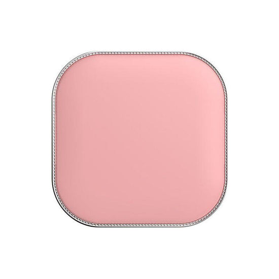Pink LED Makeup Mirror with Light - Portable Folding USB Rechargeable Compact Mirror with 3 Color Lighting