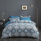 Blue Floral Duvet Cover - 3 Piece Bedding Set (with Corner Ties)