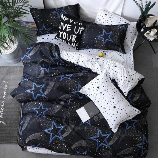 Starry Duvet Cover - 3 Piece Bedding Set (with Corner Ties)Quilt cover 230cm x 230cm, pillowcase 51 x 92cm