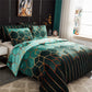 Geometric Print Duvet Cover - 3 Piece Green Ombre Bedding Set Quilt cover 230x230cm-Pillow cover 51x76cm